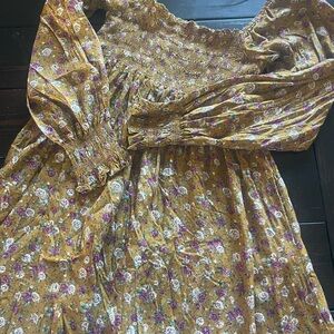 Easel Floral Maxi Dress - Mustard and Purple